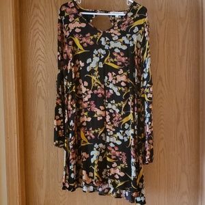 Women's Black Floral Swing Dress